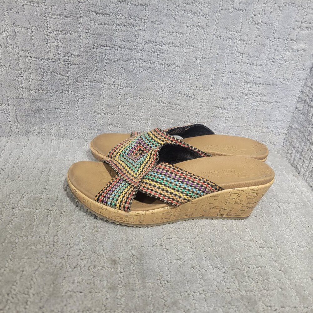 Skechers Beverlee Women's Size US 8 Rainbow Wedge Cross Strap Sandals - Picture 4 of 10